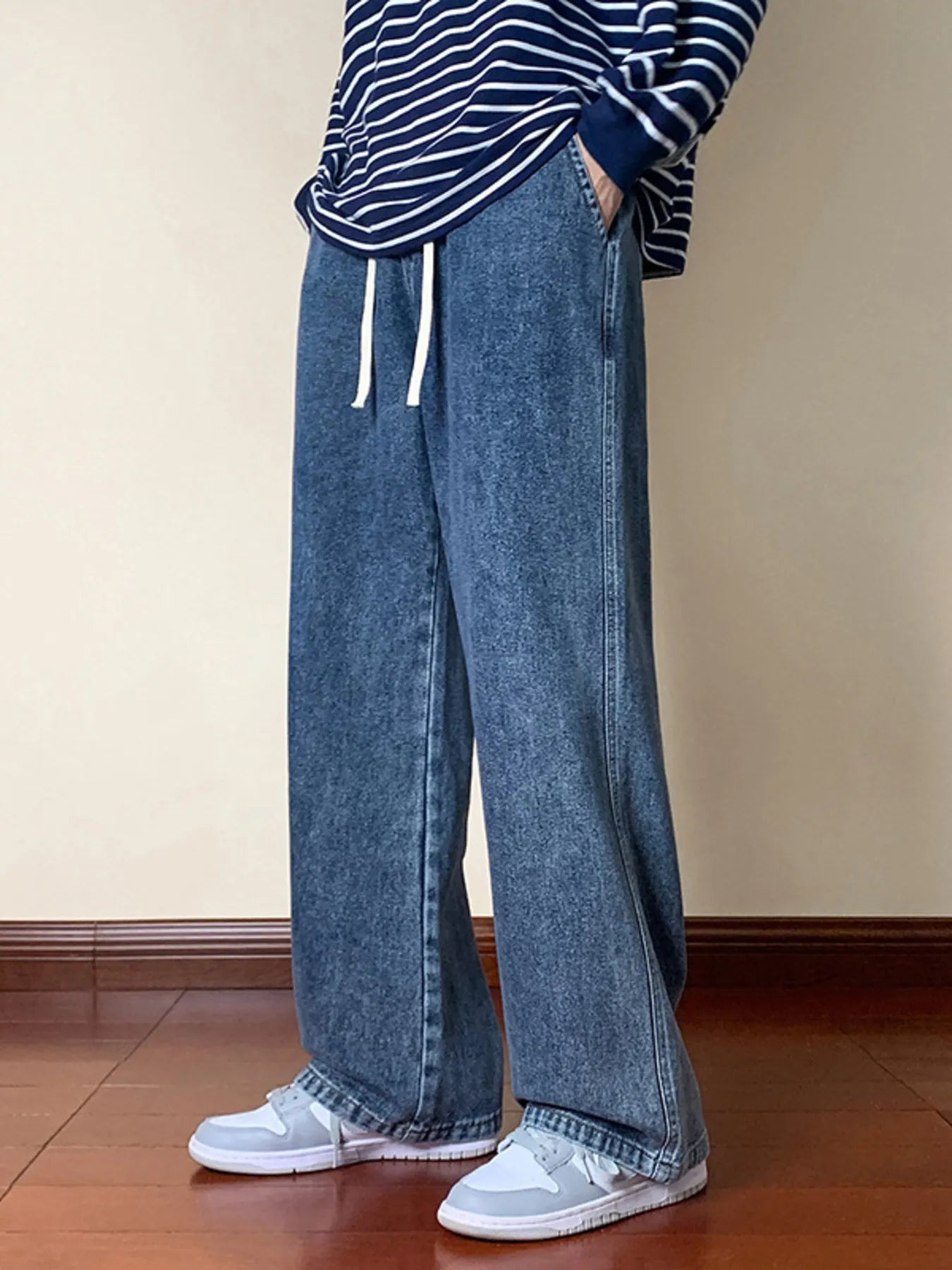 Men's Full Size Drawstring Wide Leg Jeans Plus Size - Tigbul's Variety Fashion Shop