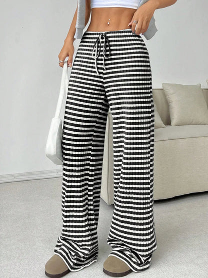 Striped Wide Leg Drawstring Pants - Tigbul's Variety Fashion Shop