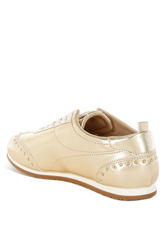 Yorika Studded Metallic Pleather Sneakers - Tigbul's Variety Fashion Shop