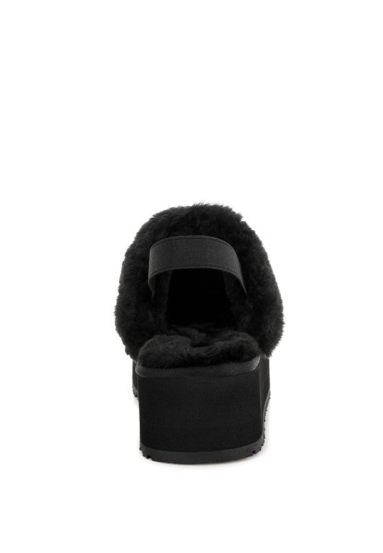 Kutchu Faux Fur Trim Platform Classic Slingback - Tigbul's Variety Fashion Shop