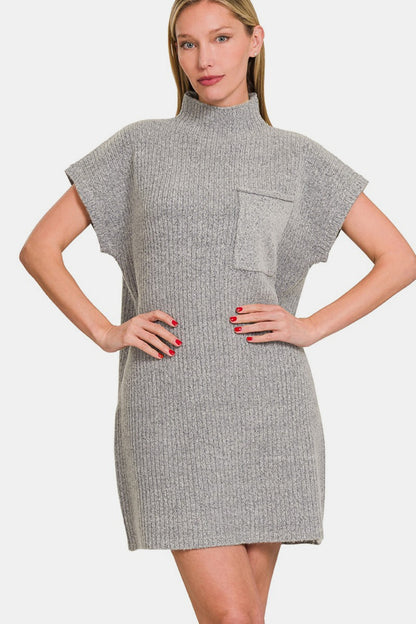 Zenana Short Sleeve Sweater Mini Dress - Tigbul's Variety Fashion Shop