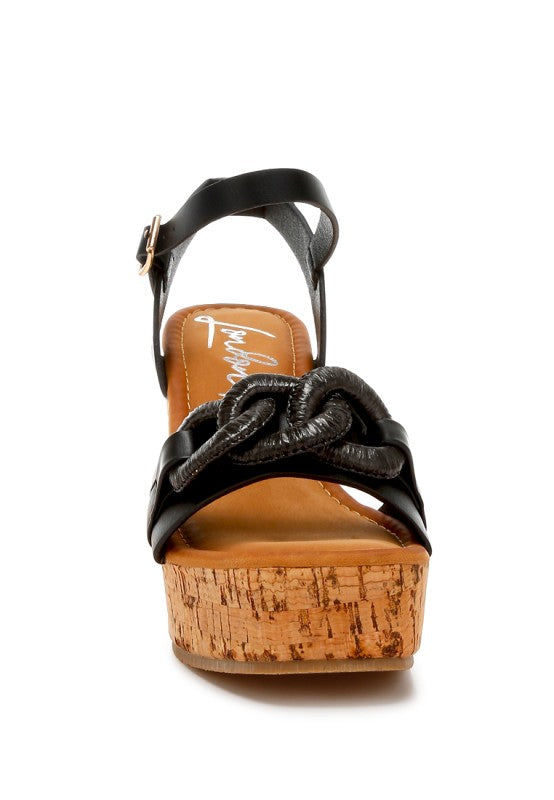 Emelda Cushion Chain Pin Buckle Wedges - Tigbul's Variety Fashion Shop