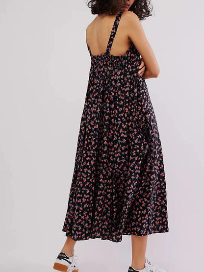 Floral Print Square Neck Summer Dress - Tigbul's Variety Fashion Shop