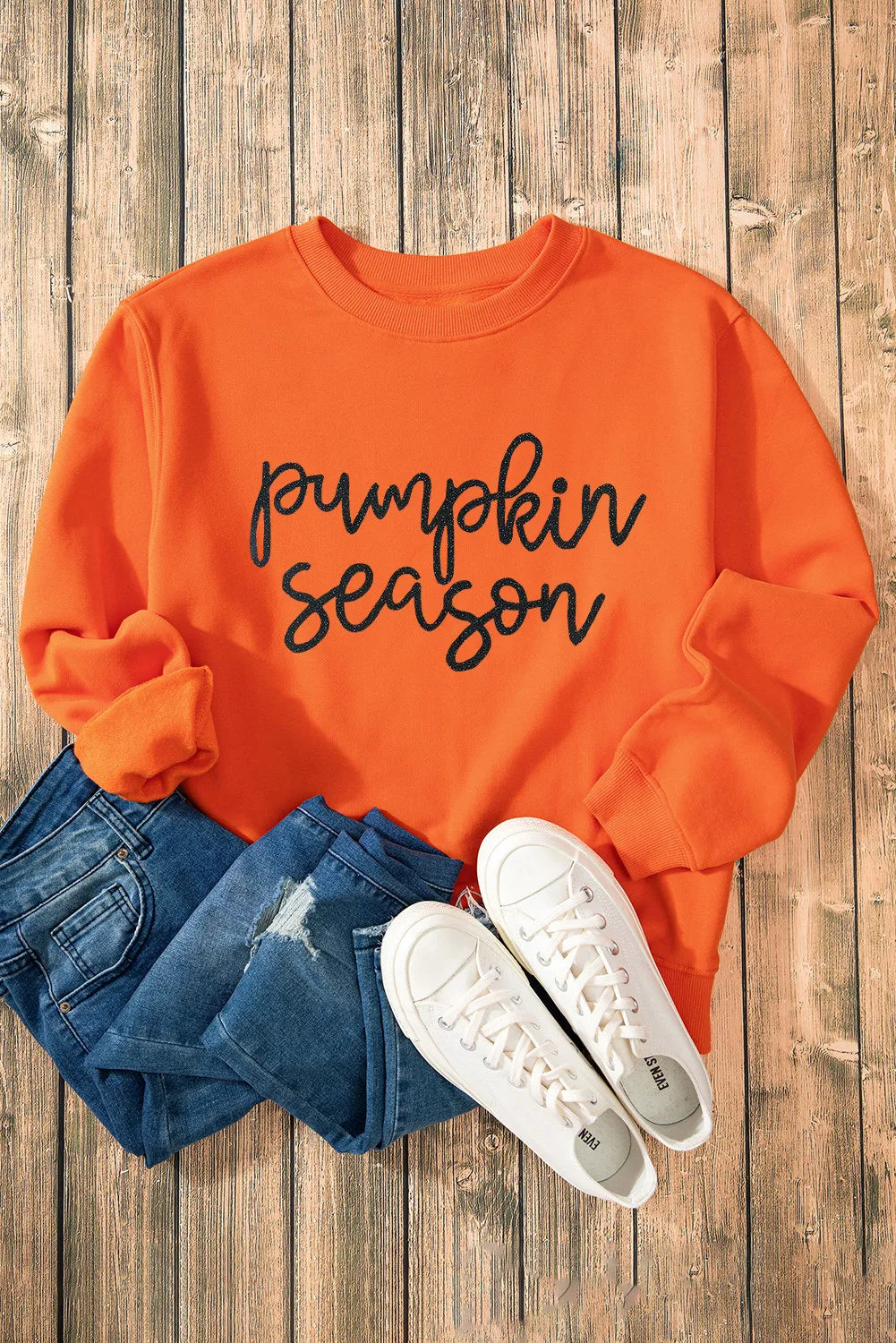 Letter Round Neck Long Sleeve Sweatshirt - Tigbul's Variety Fashion Shop