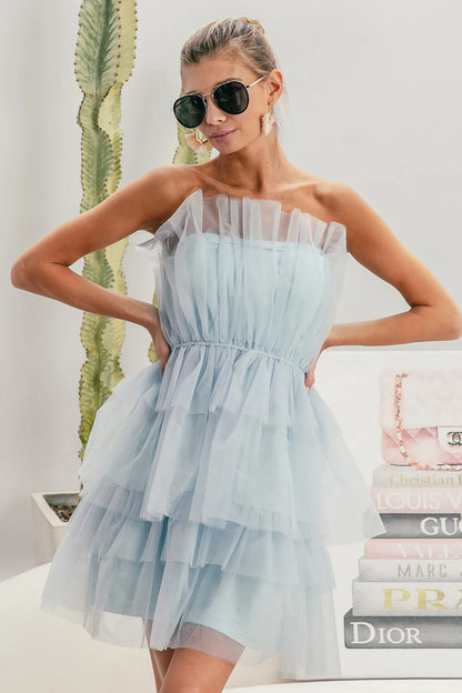 BiBi Sleeveless Layered Organza Dress - Tigbul's Variety Fashion Shop