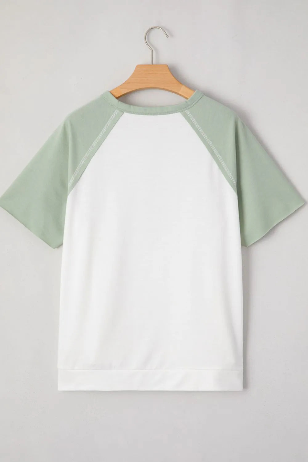 Color Block Raglan Short Sleeve Half Buttons High Low T Shirt - Tigbul's Variety Fashion Shop
