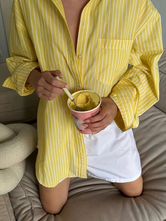 Striped Button-Down Shirt - Tigbul's Variety Fashion Shop