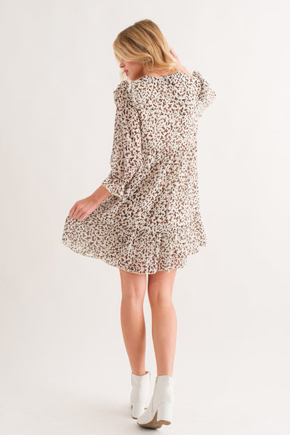 Leopard Ruffle Hem Woven Mini Dress - Tigbul's Variety Fashion Shop