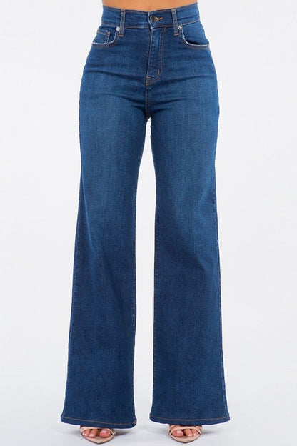 Olivia Wide Leg Jean in Dark Blue - Tigbul's Variety Fashion Shop