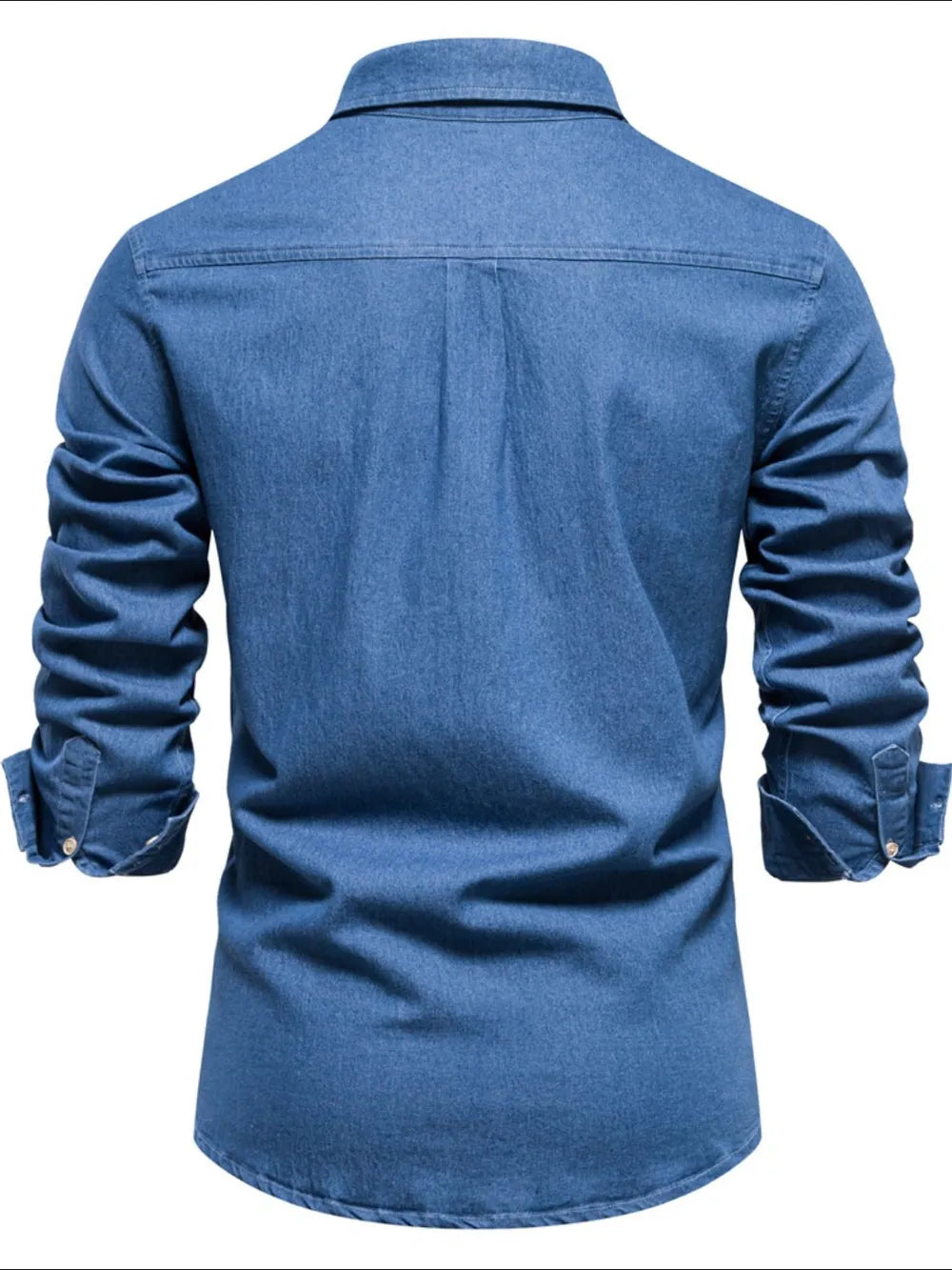 Men's Button-Down Denim Shirt with Chest Pocket - Tigbul's Variety Fashion Shop