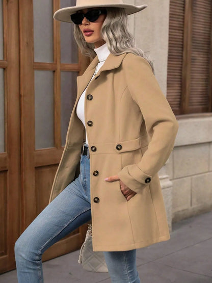 Button Up Long Sleeve Coat - Tigbul's Variety Fashion Shop