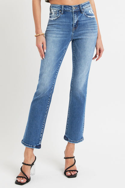 RISEN Full Size Mid Rise Ankle Straight Jeans with Pockets - Tigbul's Variety Fashion Shop