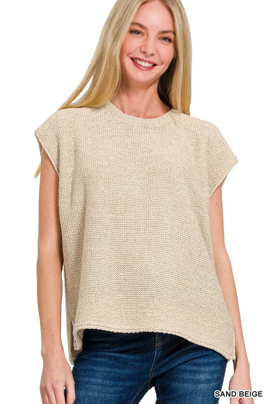Zenana Oversized Crew Neck Sweater Vest - Tigbul's Variety Fashion Shop
