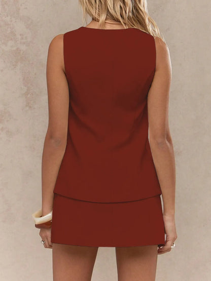 Square Neck Tank and Skirt Set - Tigbul's Variety Fashion Shop