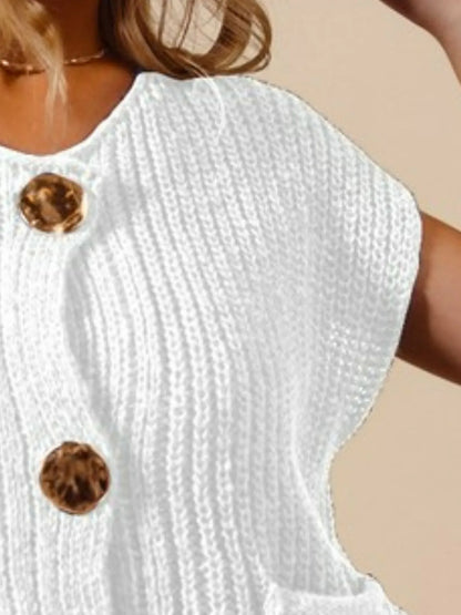 SO ME Big Metal Button Front Sweater Vest - Tigbul's Variety Fashion Shop