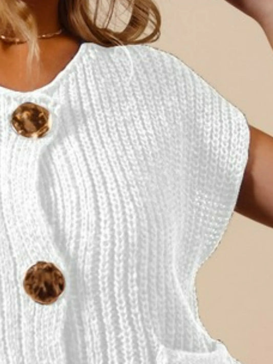 SO ME Big Metal Button Front Sweater Vest - Tigbul's Variety Fashion Shop