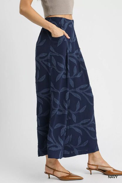 Umgee Jacquard Wide-Leg Pants - Tigbul's Variety Fashion Shop