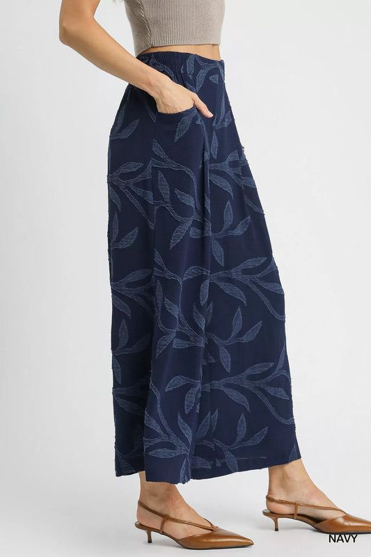 Umgee Jacquard Wide-Leg Pants - Tigbul's Variety Fashion Shop