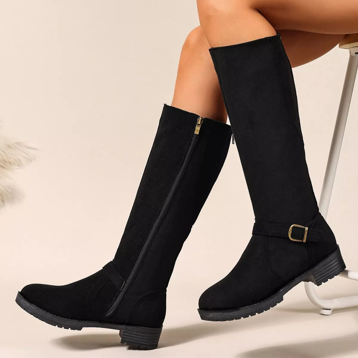 Round Toe Block Heels Boots - Tigbul's Variety Fashion Shop