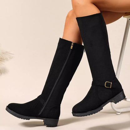 Round Toe Block Heels Boots - Tigbul's Variety Fashion Shop