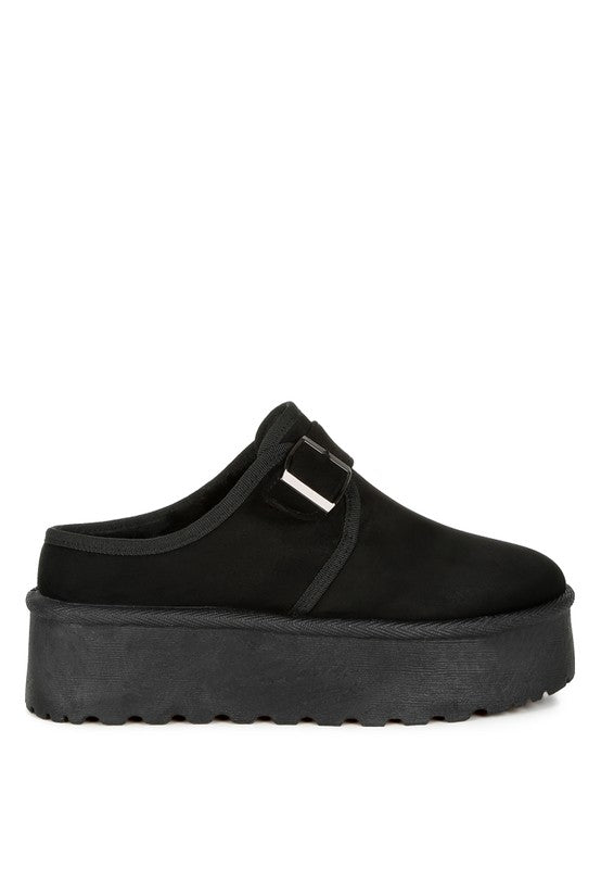 Mayfield Buckle Strap Fur Platform Classic Slip-On - Tigbul's Variety Fashion Shop
