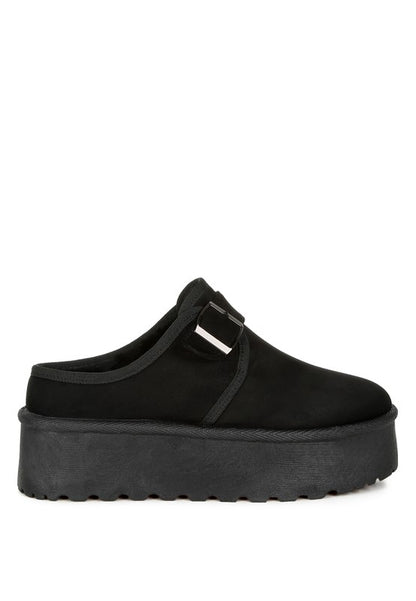 Mayfield Buckle Strap Fur Platform Classic Slip-On - Tigbul's Variety Fashion Shop