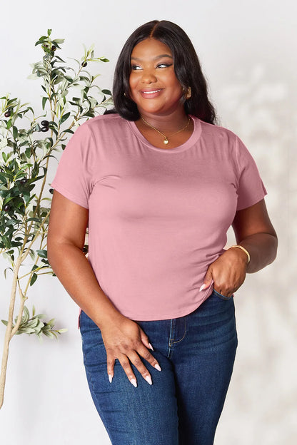 Round Neck Short Sleeve T-Shirt - Tigbul's Variety Fashion Shop
