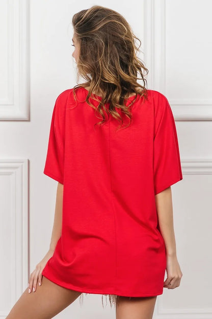 Red French Terry With Front Pocket Dolman Sleeves Top - Tigbul's Variety Fashion Shop