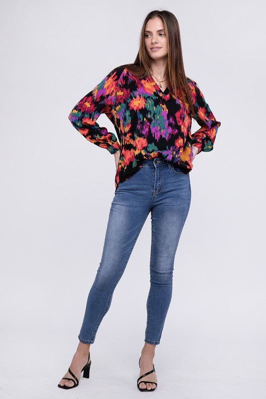 Floral Raglan Sleeve Blouse - Tigbul's Variety Fashion Shop