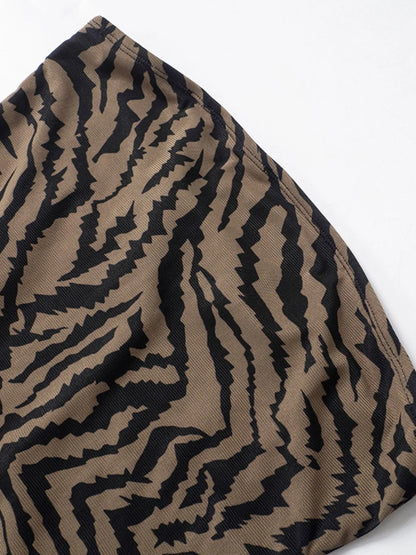 Zebra Print Maxi Dress with Side Slit - Tigbul's Variety Fashion Shop