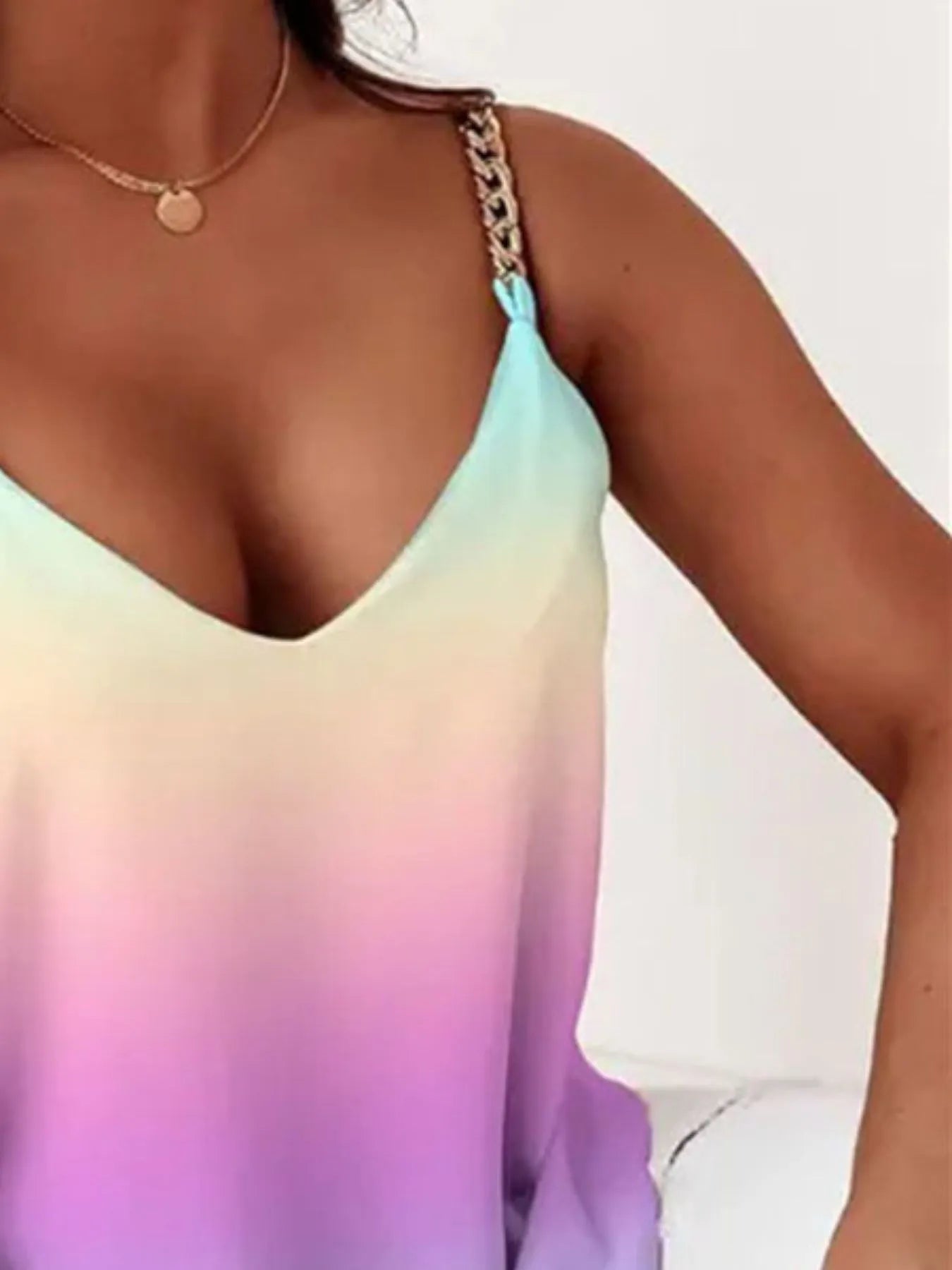Chain Strap V-Neck Tank Top - Tigbul's Variety Fashion Shop