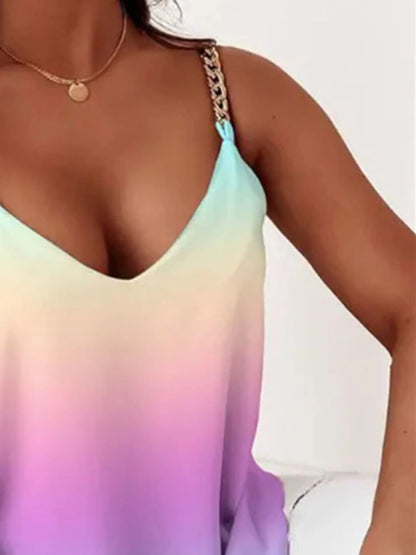 Chain Strap V-Neck Tank Top - Tigbul's Variety Fashion Shop