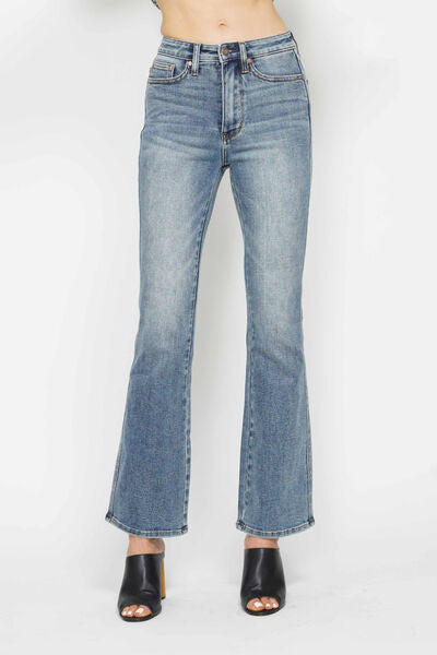 Tummy Control Back Embroidered Pocketed Bootcut Jeans - Tigbul's Variety Fashion Shop