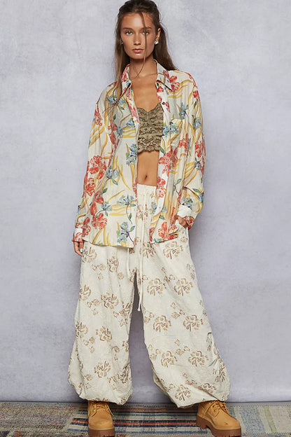 POL Floral Print Button Down Long Sleeve Shirt - Tigbul's Variety Fashion Shop