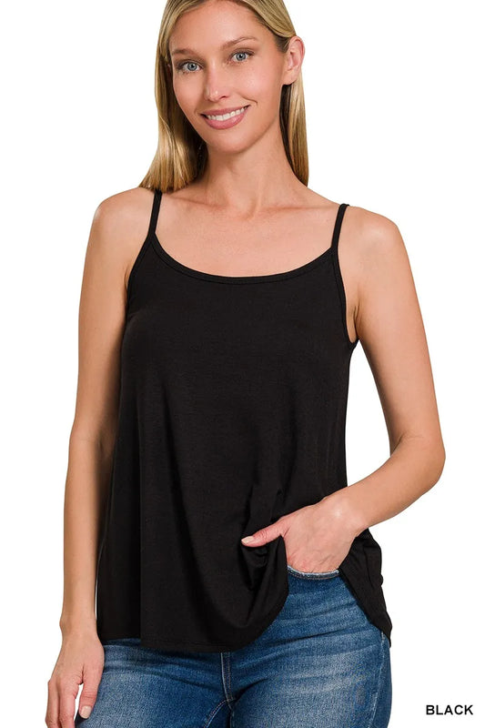 Zenana Two-Way V and Scoop Neck Reversible Spaghetti Cami - Tigbul's Variety Fashion Shop