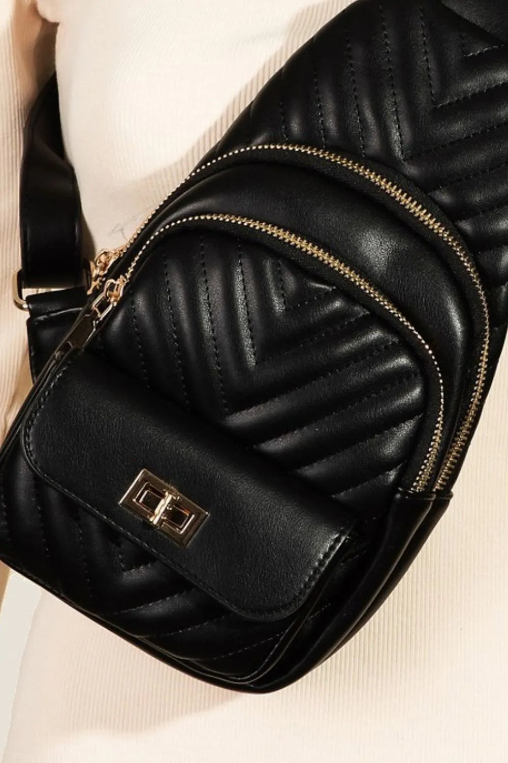 Fame Faux Leather Cushioned Sling Bag - Tigbul's Variety Fashion Shop