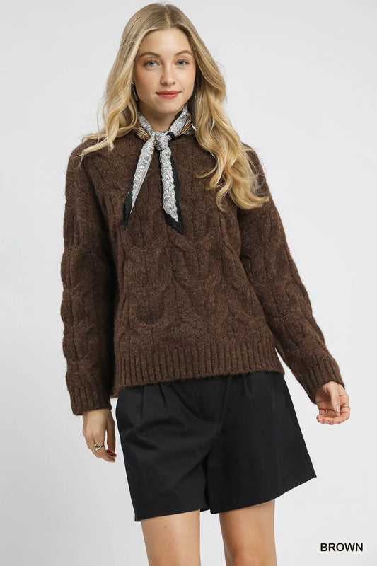 Umgee Cable Knit Cozy Sweater - Tigbul's Variety Fashion Shop