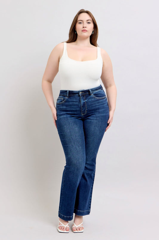 Judy Blue Full Size High Rise Flare Jeans with Pockets Plus Size - Tigbul's Variety Fashion Shop