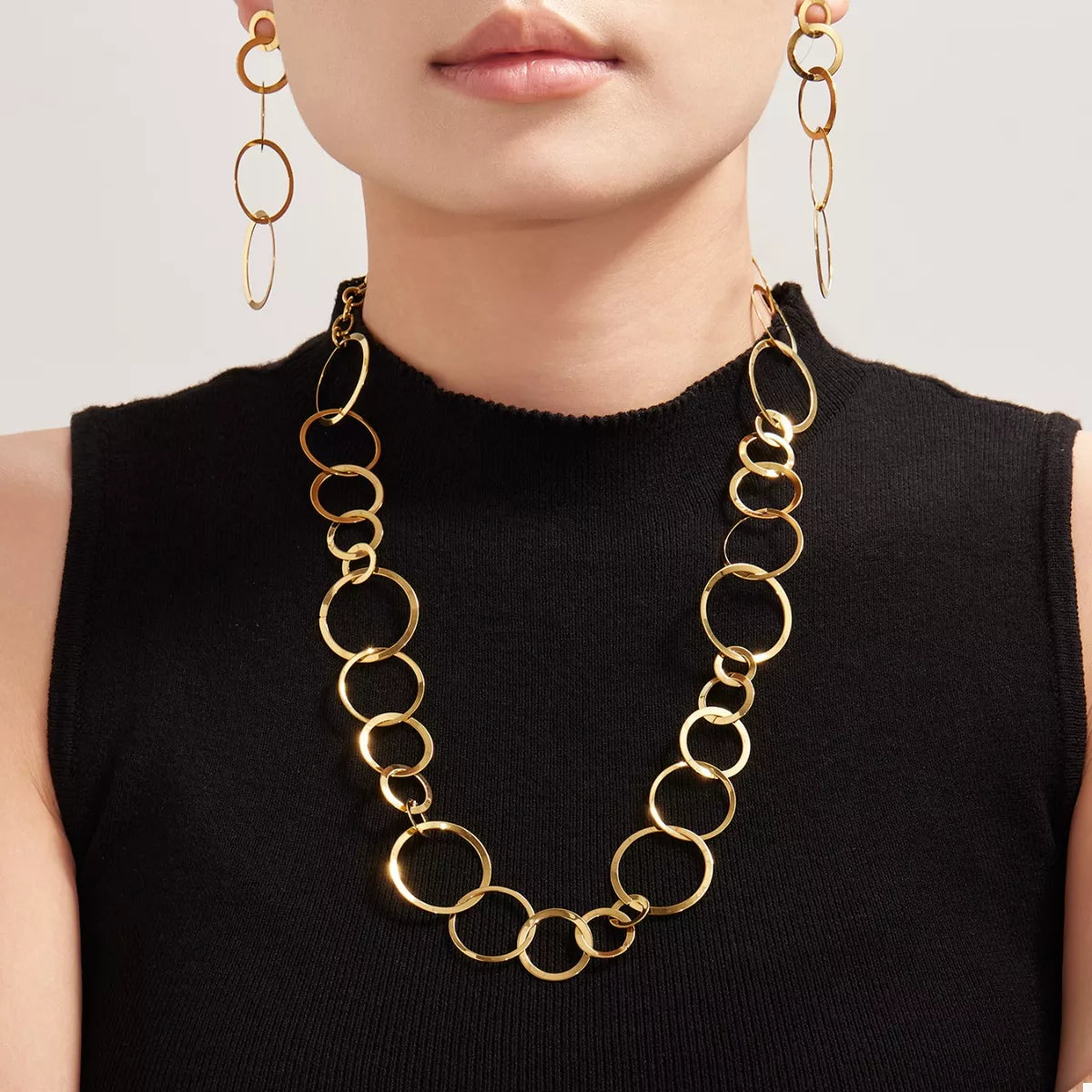 18K Gold-Plated Chain Link Statement Necklace - Tigbul's Variety Fashion Shop