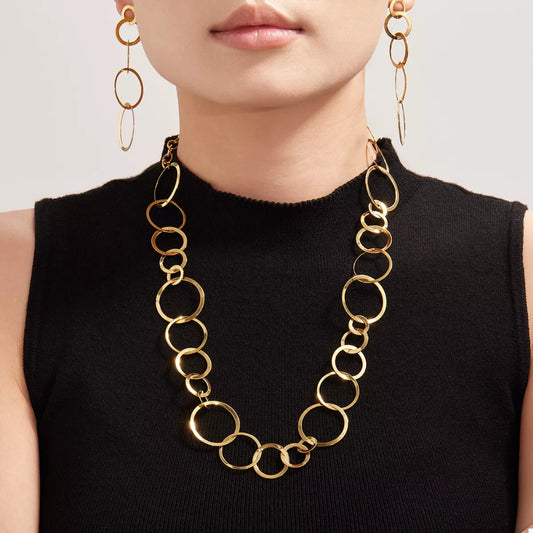 18K Gold-Plated Chain Link Statement Necklace - Tigbul's Variety Fashion Shop