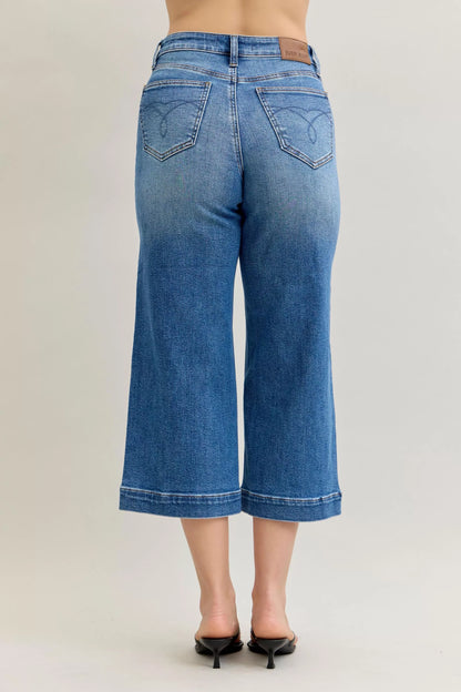 Judy Blue Mid Rise Crop Wide Leg Jeans - Tigbul's Variety Fashion Shop