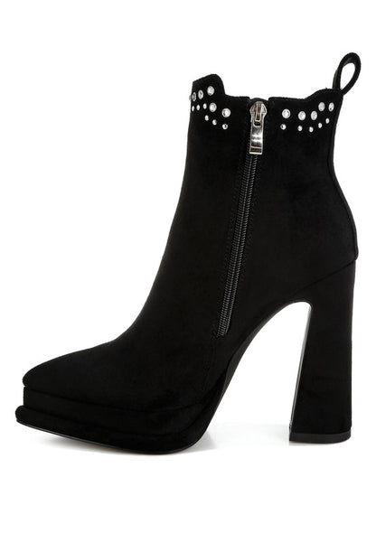 Dalton Studs Embellished High Ankle Boots - Tigbul's Variety Fashion Shop