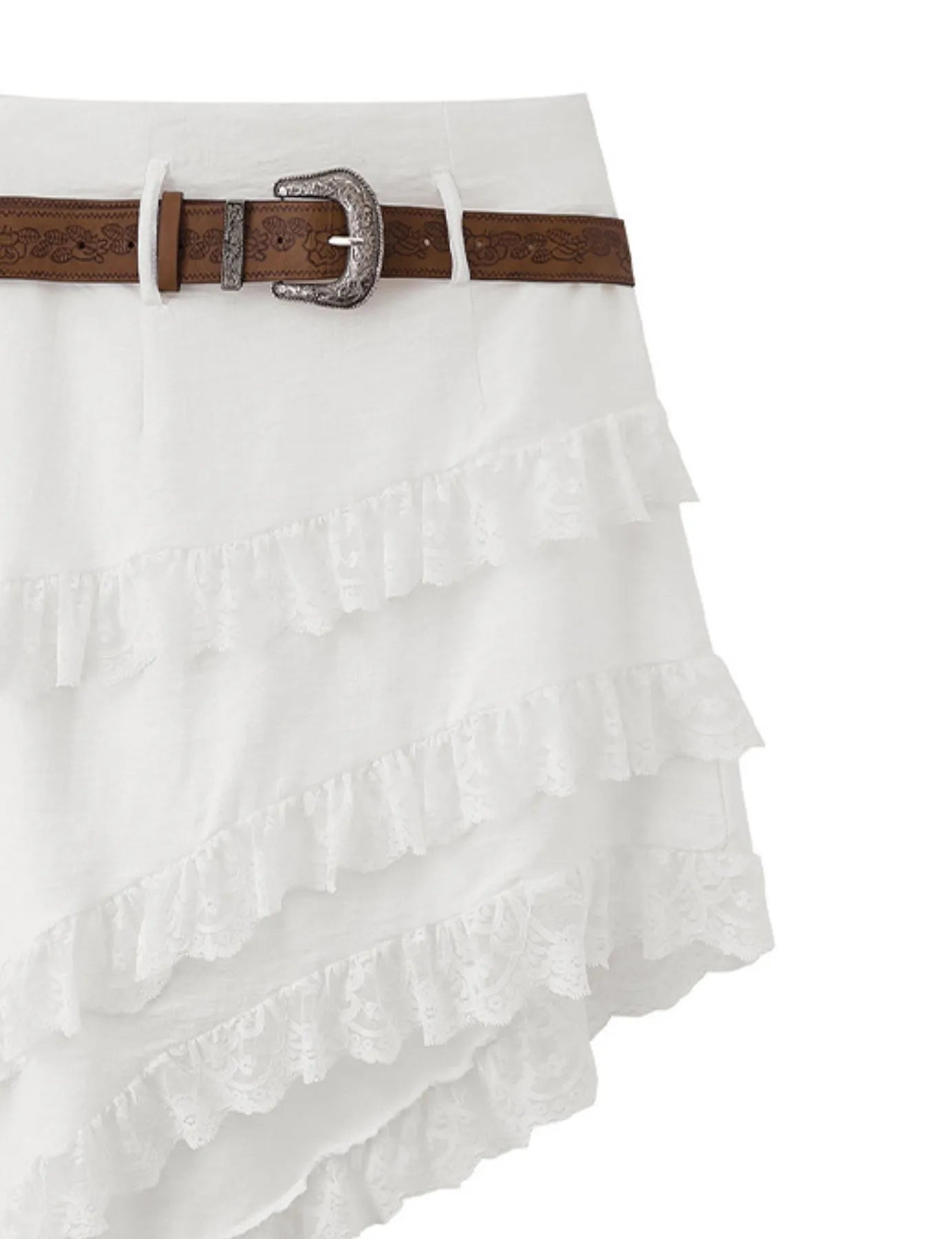 Asymmetrical Lace Ruffle Skirt - Tigbul's Variety Fashion Shop