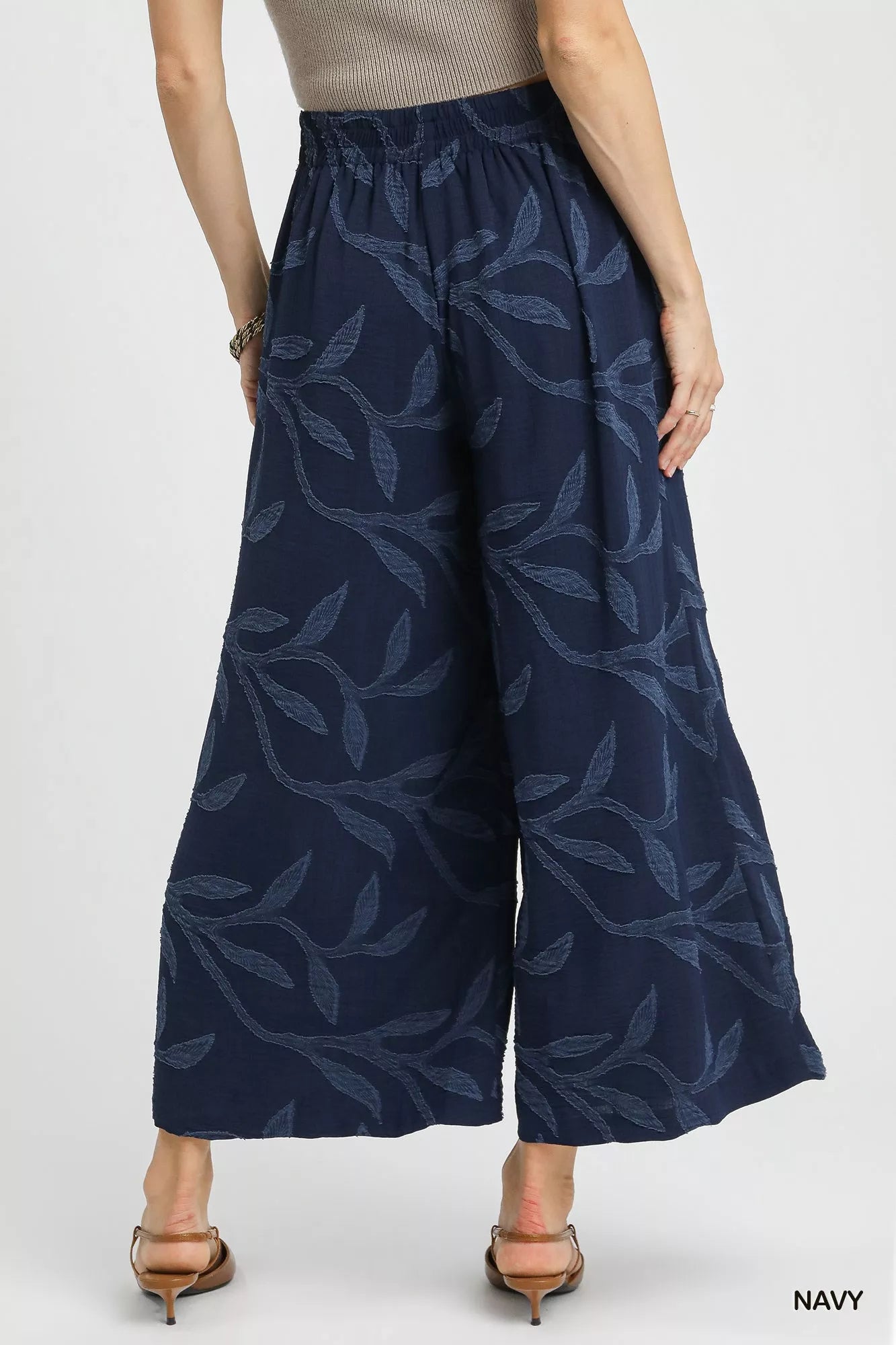 Umgee Jacquard Wide-Leg Pants - Tigbul's Variety Fashion Shop