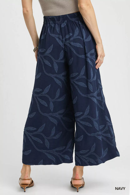 Umgee Jacquard Wide-Leg Pants - Tigbul's Variety Fashion Shop