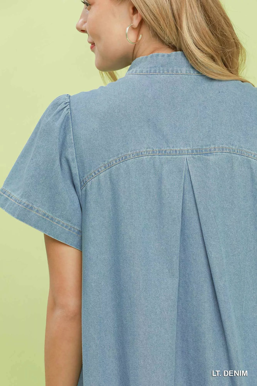 Umgee Ruffle Hem Mini Denim Dress - Tigbul's Variety Fashion Shop