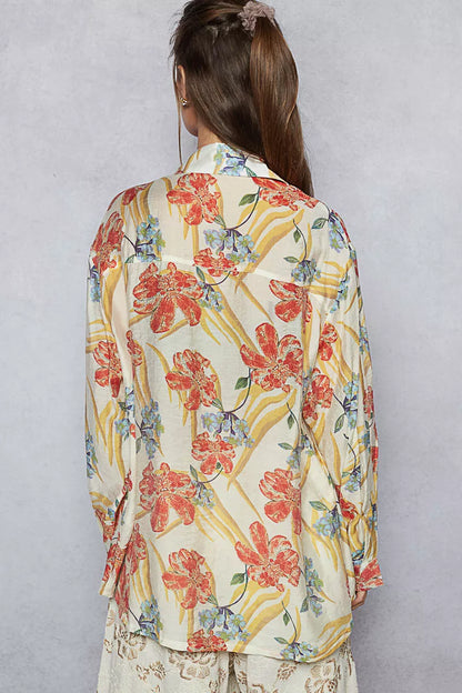 POL Floral Print Button Down Long Sleeve Shirt - Tigbul's Variety Fashion Shop
