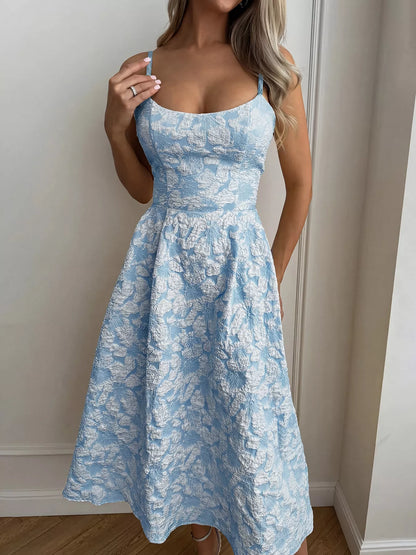 Women's Textured A-Line Spaghetti Strap Midi Dress | Tigbuls Variety