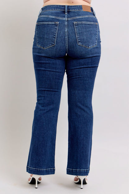 Judy Blue Full Size High Rise Flare Jeans with Pockets Plus Size - Tigbul's Variety Fashion Shop