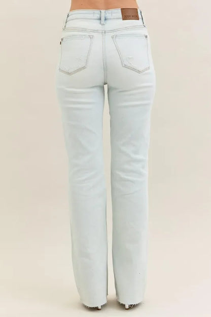 Judy Blue Full Size Destroy & Fray Hem Bootcut Jeans Plus Size - Tigbul's Variety Fashion Shop